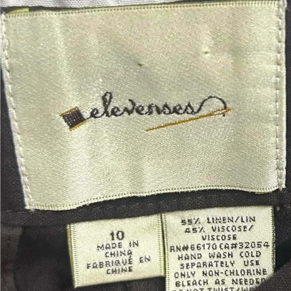 Anthropologie Elevenses Size 10 Dark Maroon Wide Leg Linen Blend pant - Picture 5 of 5